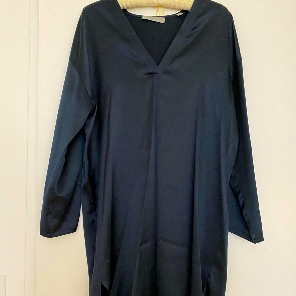 Vince navy blue 100% silk tunic dress